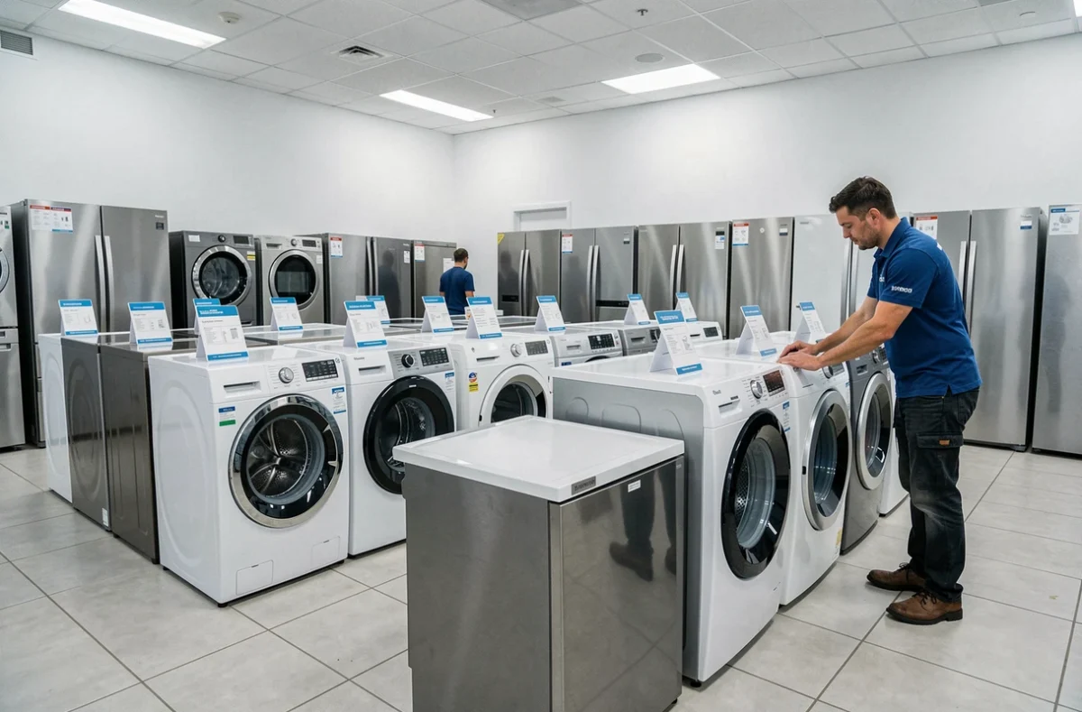 Rayons d'électroménager reconditionné de la boutique Envie Seine-Saint-Denis avec technicien