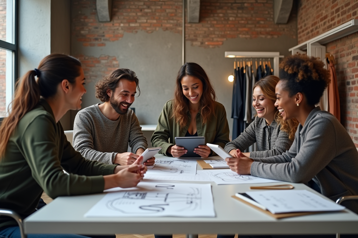 Groupe de créateurs de mode en réunion de travail
