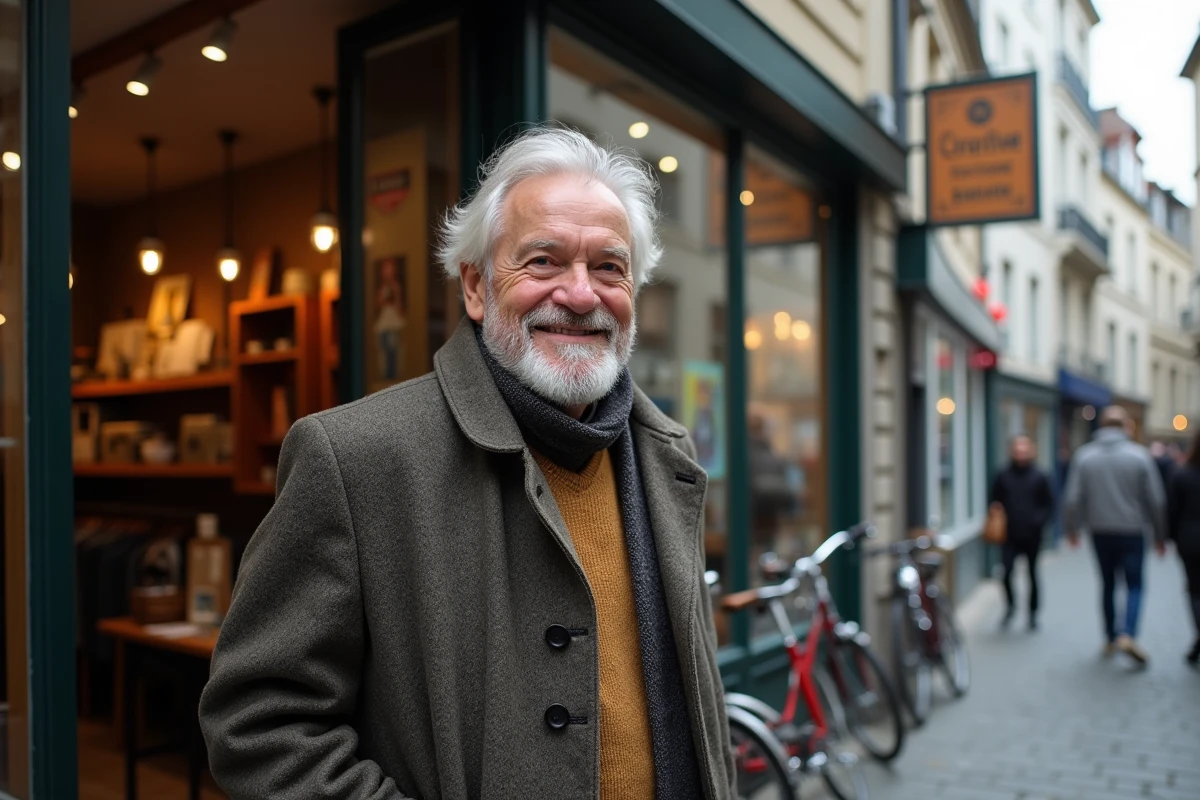 Homme âgé sortant d