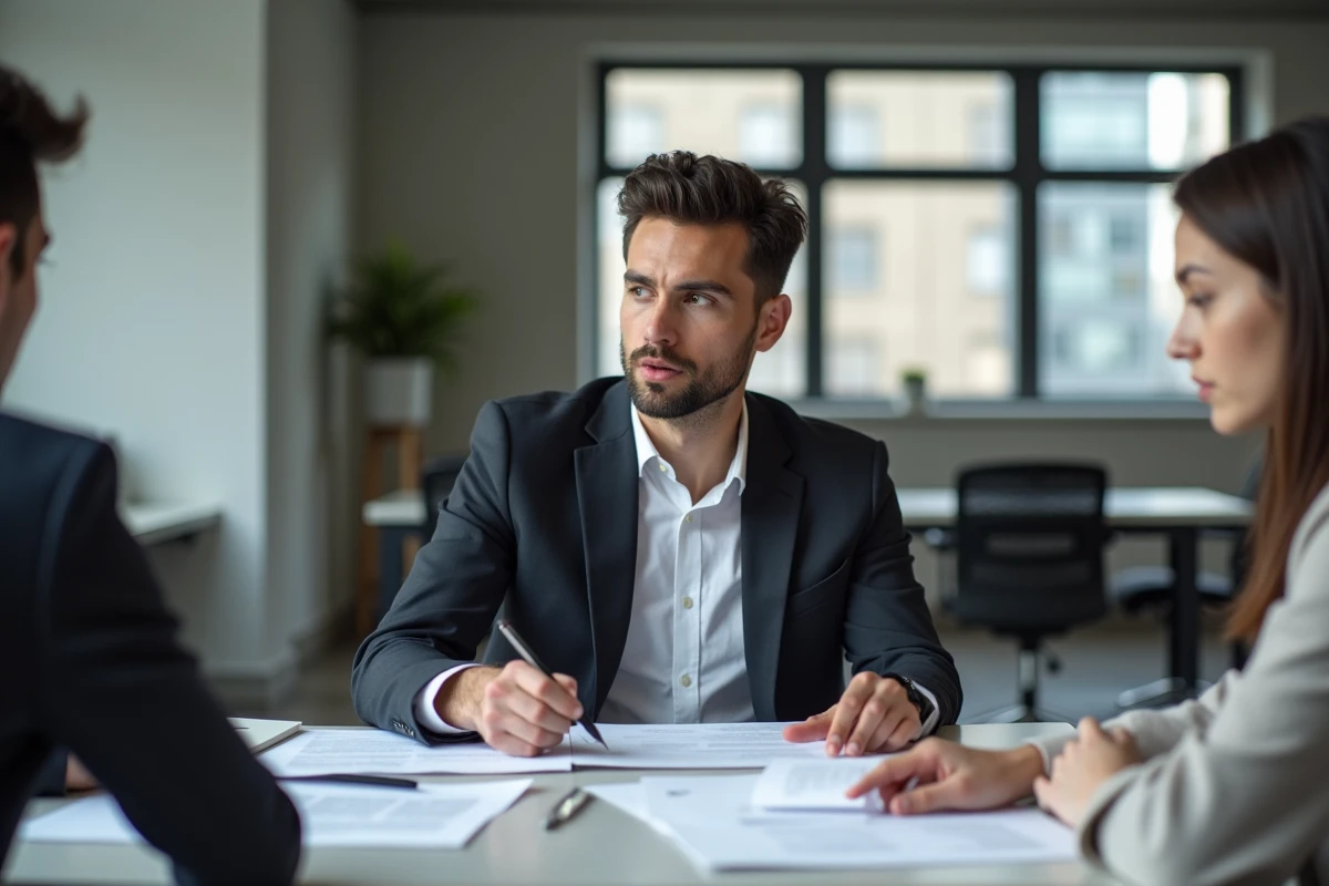 Jeune homme en réunion d