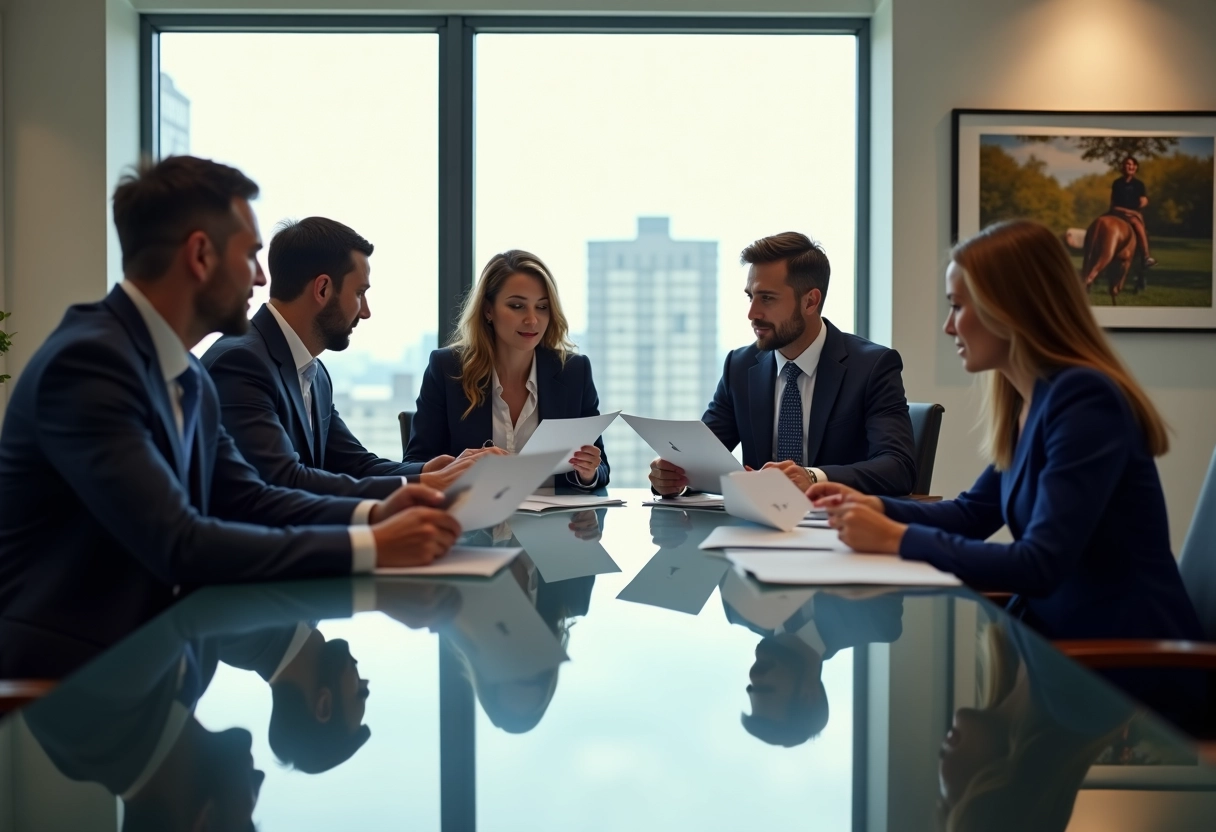 Groupe de professionnels discutant autour d